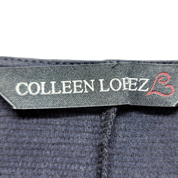 Colleen Lopez Navy Ruffle Sleeve Open-Front Black Cardigan Sweater Size M New - Picture 2 of 15